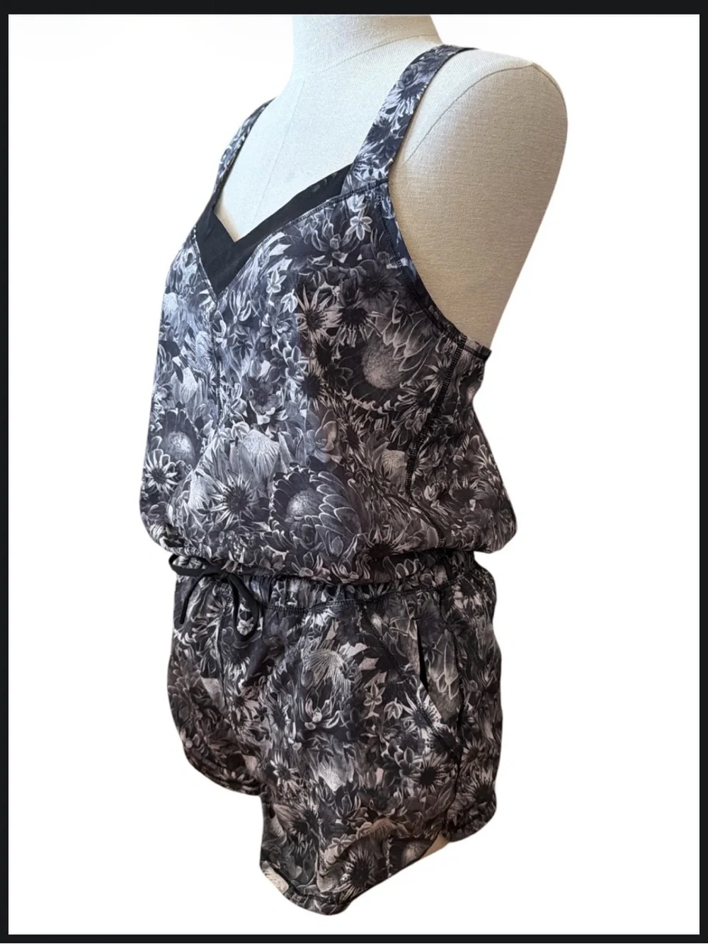 LULULEMON NWOT vintage black floral romper